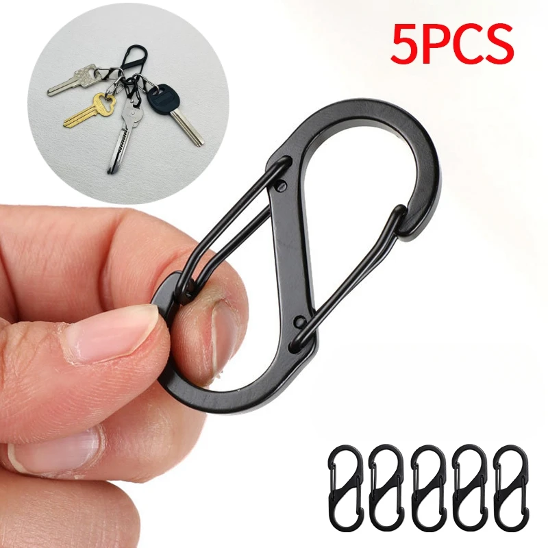 5PCS Carabiner Clip Camping Equipment Aluminium Alloy Hiking Carabiner Clip Keychain Tactical Keychain Carabiner Buckle Rope