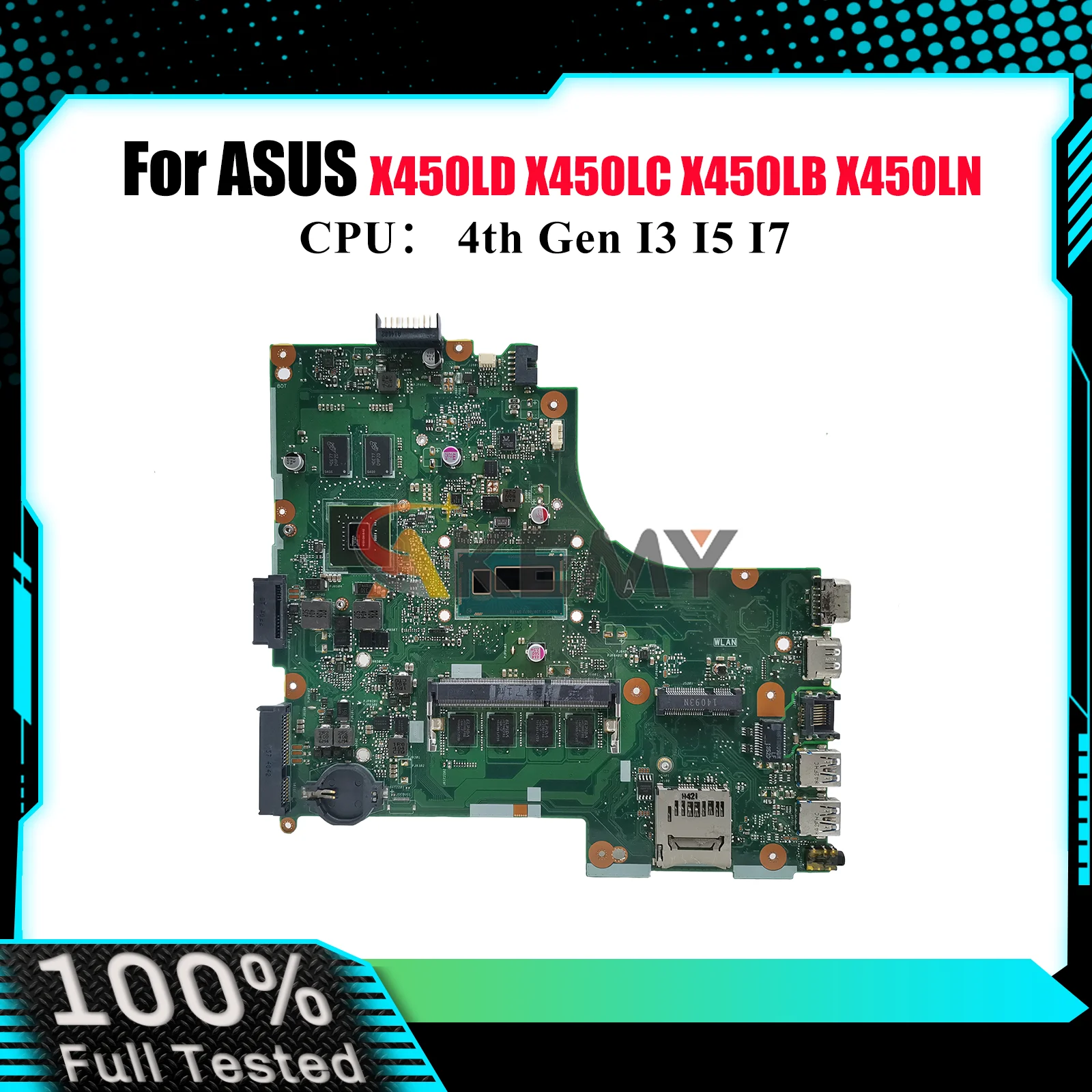 

X450LD Laptop Motherboard For ASUS W418L VM480L X450LC X450L X450LD K450L X450LB X450LN R412L R409L Y481L Mainboard I3 I5 I7 CPU