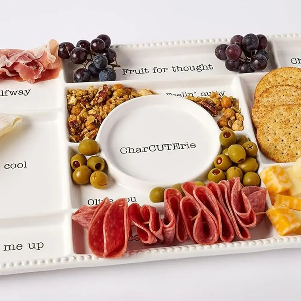 Elegant White Charcuterie Tray, 11.75 x 22 Inches