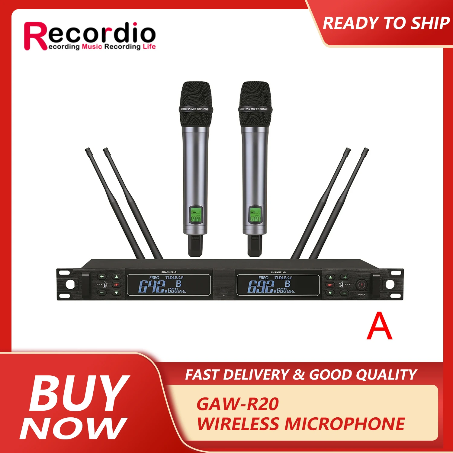 GAW-R200 UHF Wireless Microphone Karaoke Microfon Singing Cordless Mic For Professional Performance