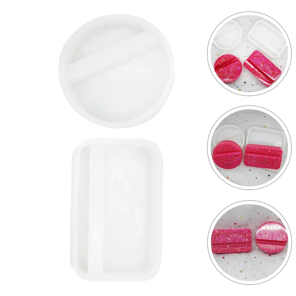 2 Pcs Epoxy Mold Cell Phone Stand Simple DIY Craft Molds Resin Silica Gel Manual Rack Silicone Die