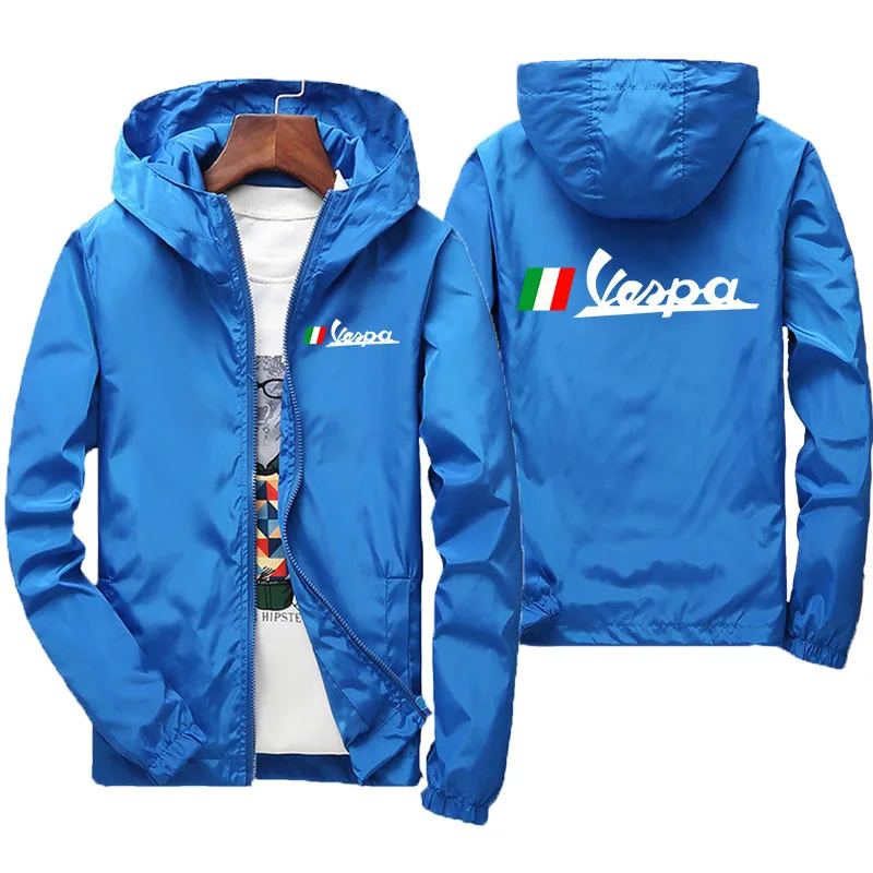 2024 Sommer Vespa neue Bomber lässig Herrenmode Outdoor-Reiß verschluss ultra dünne Sport Kapuze Sonnenschutz Kleidung Wind jacke ja