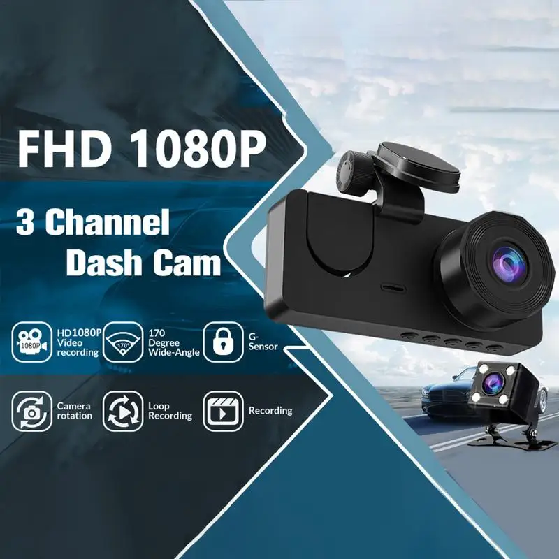 เครื่องบันทึกการขับขี่รถยนต์ Night Vision 1080P เครื่องบันทึกการขับขี่ Blac อุปกรณ์เสริมอัตโนมัติการบันทึก LOOP รถ CAM สําหรับด้านหน้าและด้านหลัง