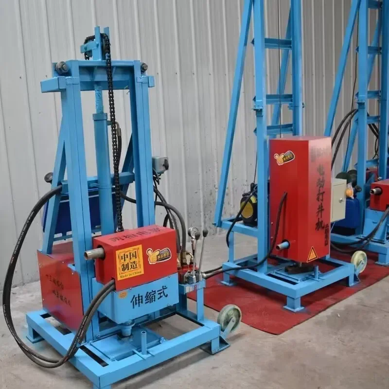 Small household electric hydraulic drilling rig, foldable hydraulic drilling rig, traction diesel hydraulic water well drilling