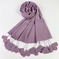 Écharpe en mousseline de soie perlée pour femmes musulmanes, foulard Baitou embelli, accessoires floraux d'amour, sauna décontracté, malaisien, nouveau, 70x175cm