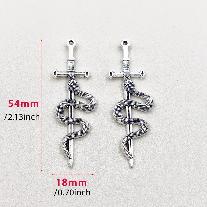 10 шт. новая мода ретро змеиный меч кулон аксессуары DIY змеиный меч сплав ювелирные аксессуары