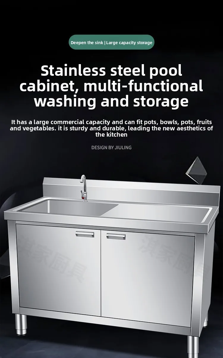 c1 Stainless Steel Sink Cabinet Kitchen Storage Integrated Disinfection Soaking Pool