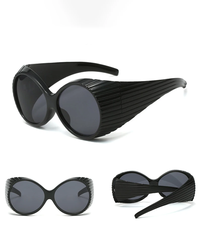 56971 übergroße ovale Brille Frauen Trend Schutz Sonnenbrille Farbverlauf Farbe Retro Sonnenschutz Spiegel Mode Streifen Farben uv400 – Detail 7