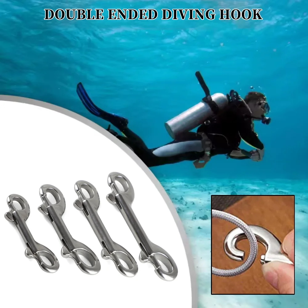 

Stainless Steel Hooks Carabiner Double Ended Clip Diving Snap Clip B Shape Diving Hook Scuba Snap Connector Yacht Accessories