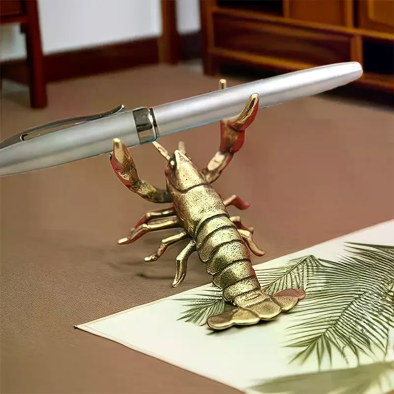 Brass Lobster Scorpion Shaped Pen Holder Ornament Vintage Perfect For Home Office Desk Study Table Decor Display