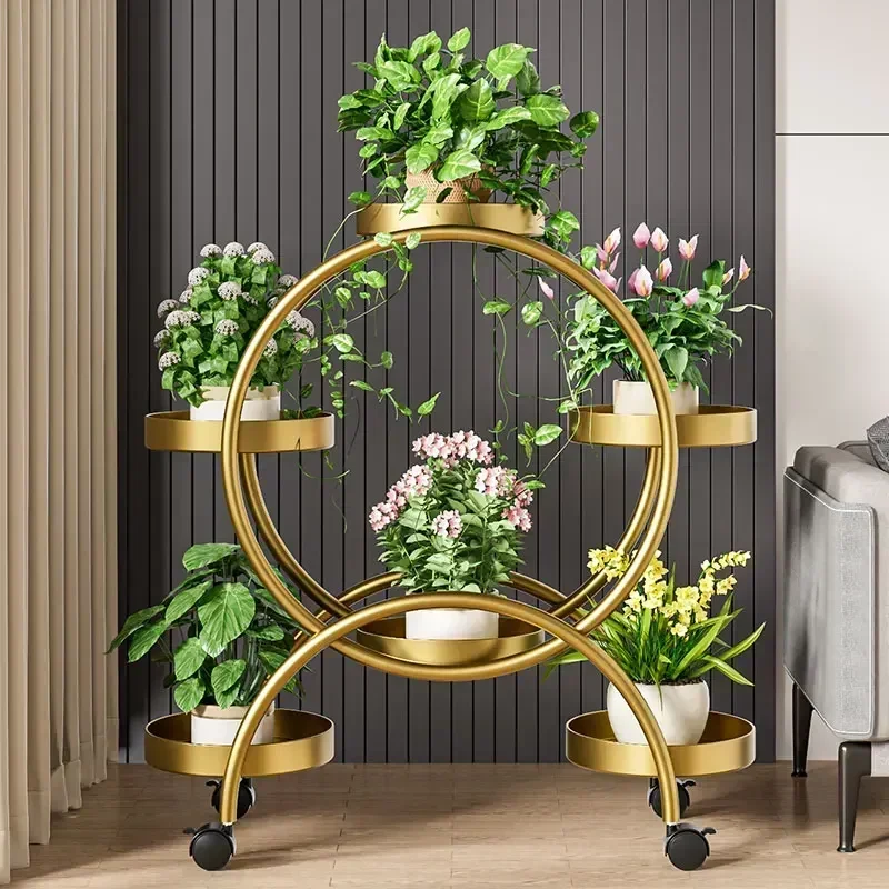 Balcony Simple Plant Shelf Wooden Wheels Simple Designer Plant Stand Minimalist Originality Estanteria Plantas Garden Furniture