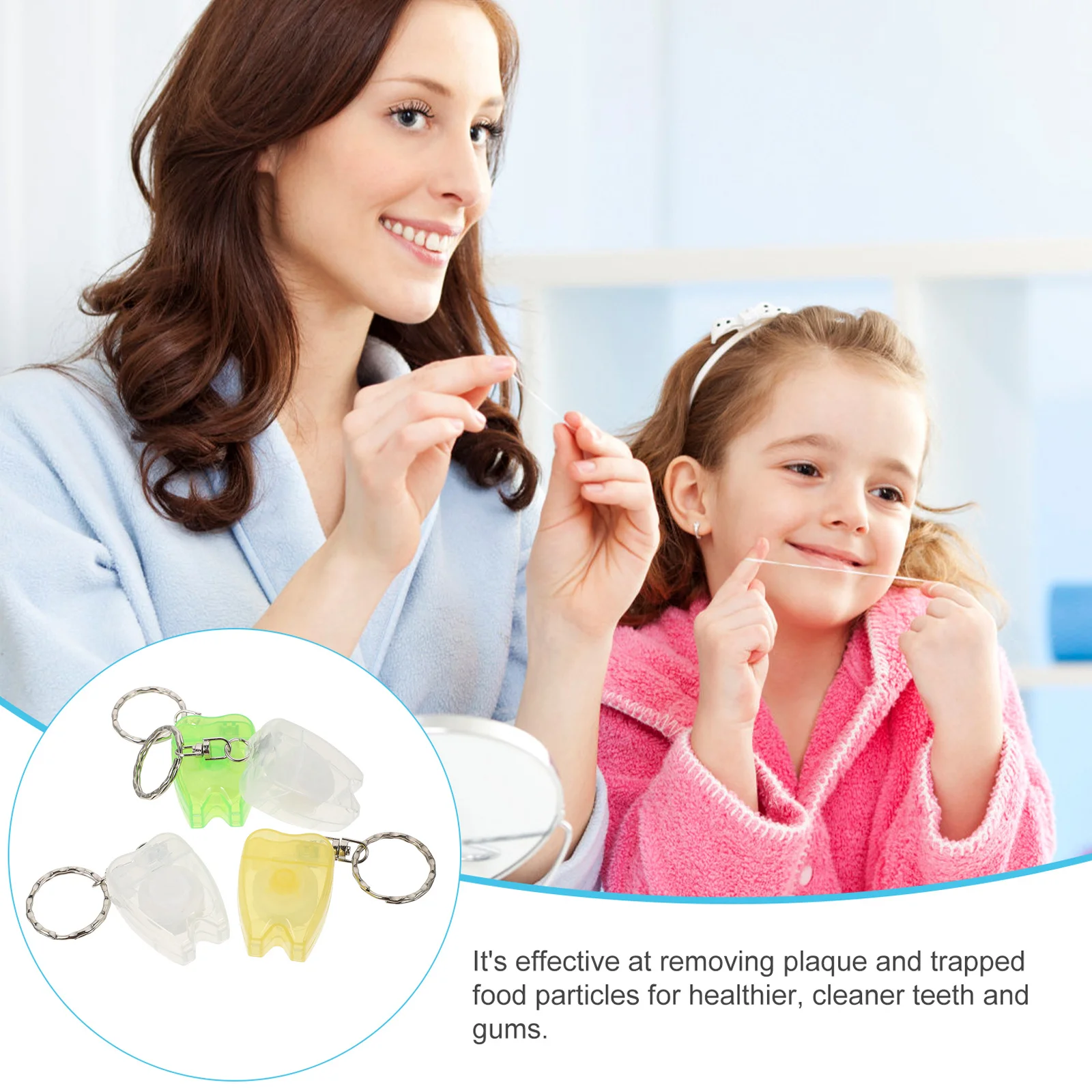 

4Pcs Floss Picks Keychain Portable Dental Floss Stick Teeth Cleaner Oral Care Fresh Breath Remove Food Easy Use