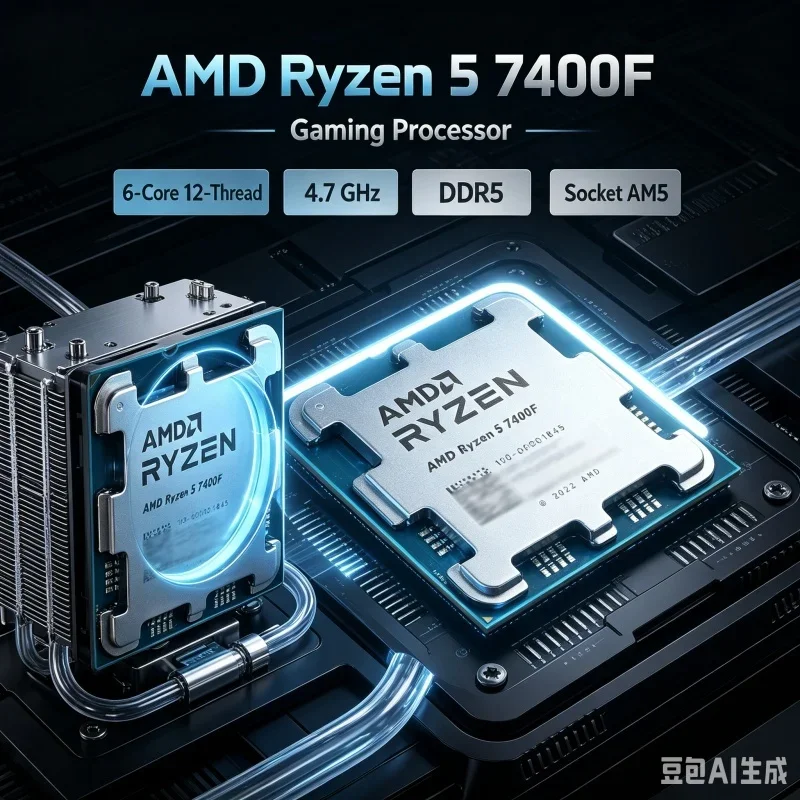 AMD Ryzen 5 7400F 6-Core 12-Thread Up to 4.7GHz 5nm PCIe 5.0 Socket AM5 DDR5 65W Zen 4 L3=32M Gaming Processor for Office