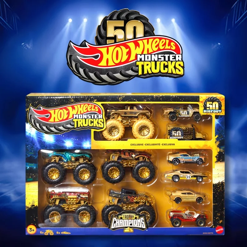 

Новинка 2025 года, оригинальный памятный набор Hot Wheels Monster Car 50th Anniversary, серия высококачественных игрушечных моделей автомобилей, коллекция подарков
