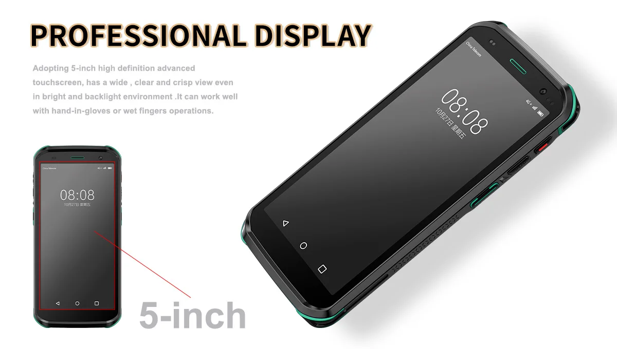 ZXY Henex PDA H5 Android Terminal PDA portátil Escáner de código de barras 2D Interfaz USB Fuente de luz CMOS para escaneo manual Stock usado