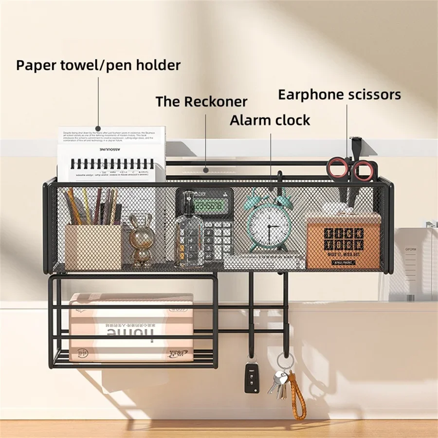 Wall Mount Mail Organizer  Letter Sorting Basket Used For Kitchen Home Office Metal Organizer With hooks Tissue Basket