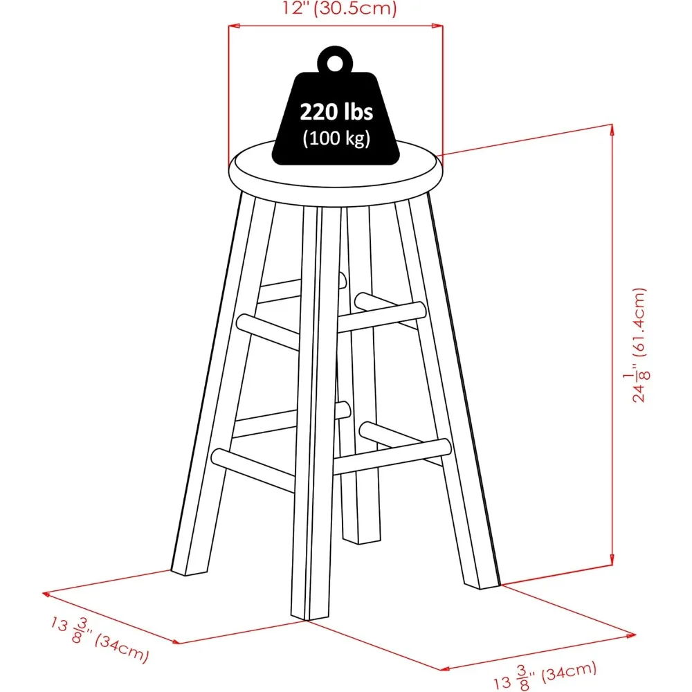Stołek z rustykalnego drewna w kolorze turkusowym z wykończeniem antycznym - solidne kwadratowe nogi, gładkie okrągłe siedzisko do dekoracji wnętrz