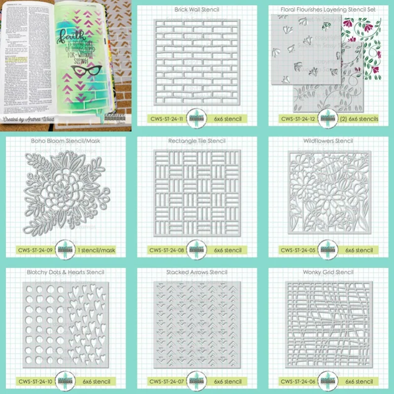 Dots Hearts Blotchy Grid Wonky Wall Wildflowers Bloom Stencil For Diy Scrapbooking Crafts Photo Album Template Handmade Decorat