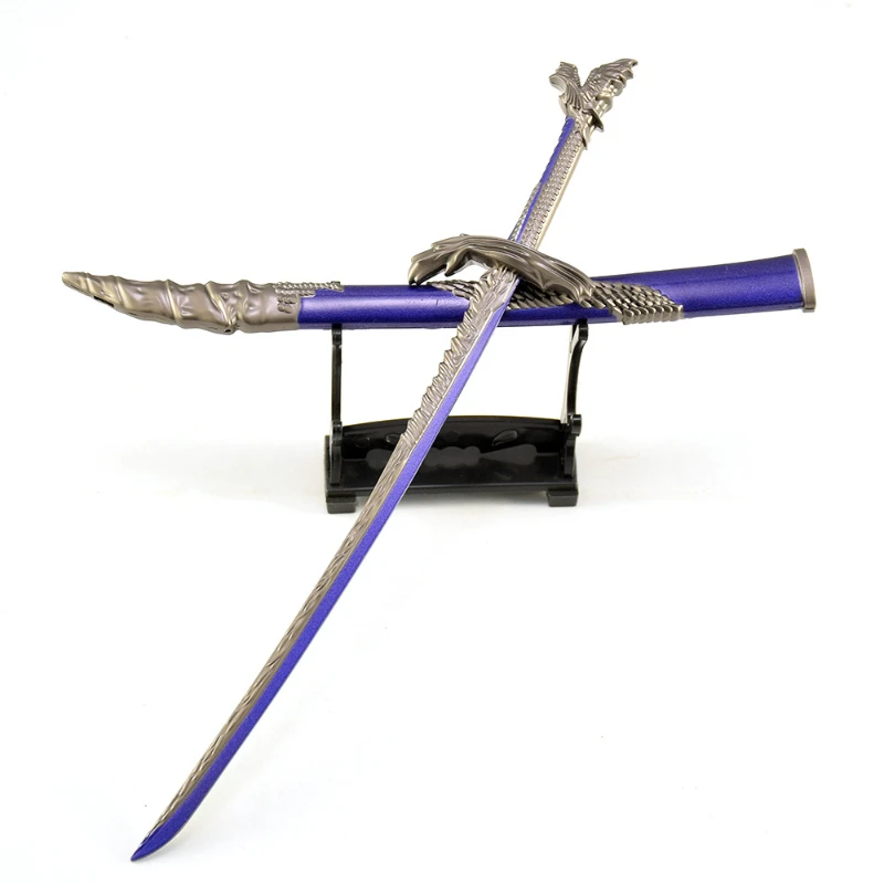 Eldenn – périphériques de jeu, grand couteau à échelle de Dragon avec gaine, épées de samouraï, modèle d'arme en métal, jouet d'ornement de bureau, 26cm/10.23 pouces