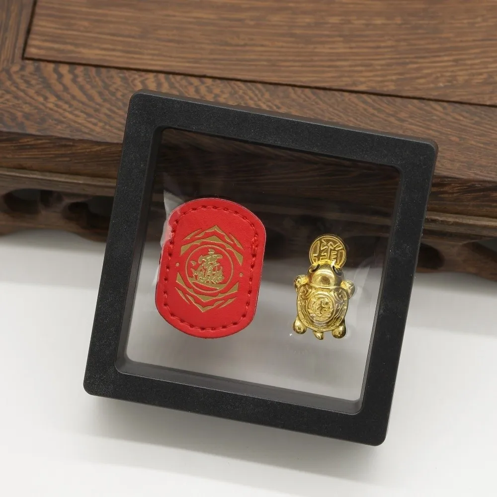 Handcrafted Golden Turtle Charm Leather Sleeve Coin Biting Golden Turtle Keepsake Detailed Shell Texture Brass Turtle Figurine