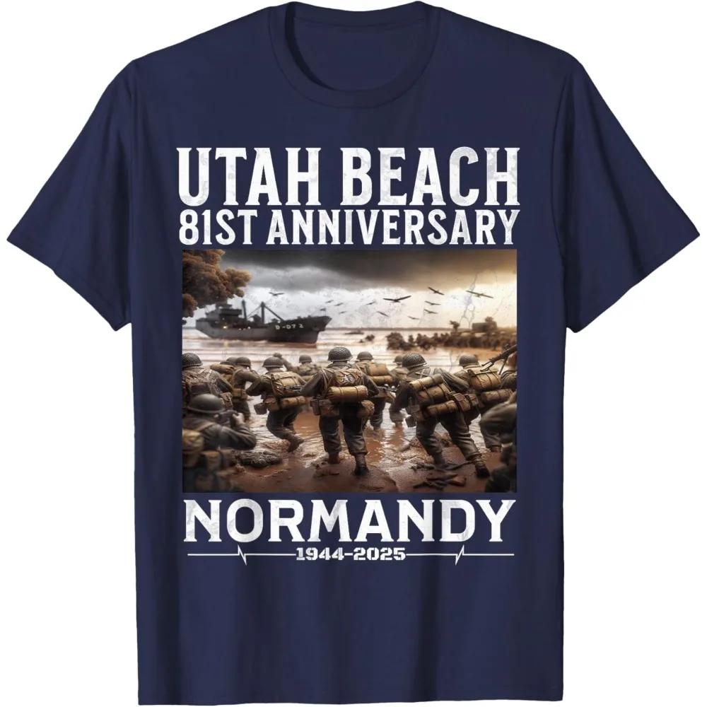 D-Day 81st Anniversary 2025 Normandy D-Day Utah Beach 1944 T-Shirt Summer Breathable Camisetas Nostalgia Retro Tops view 2