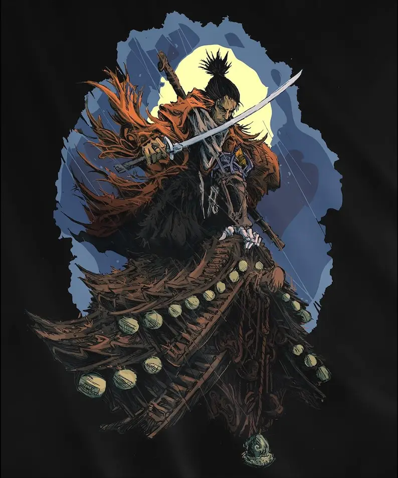 Wolf Shinobi Moonlit Rain T-Shirt