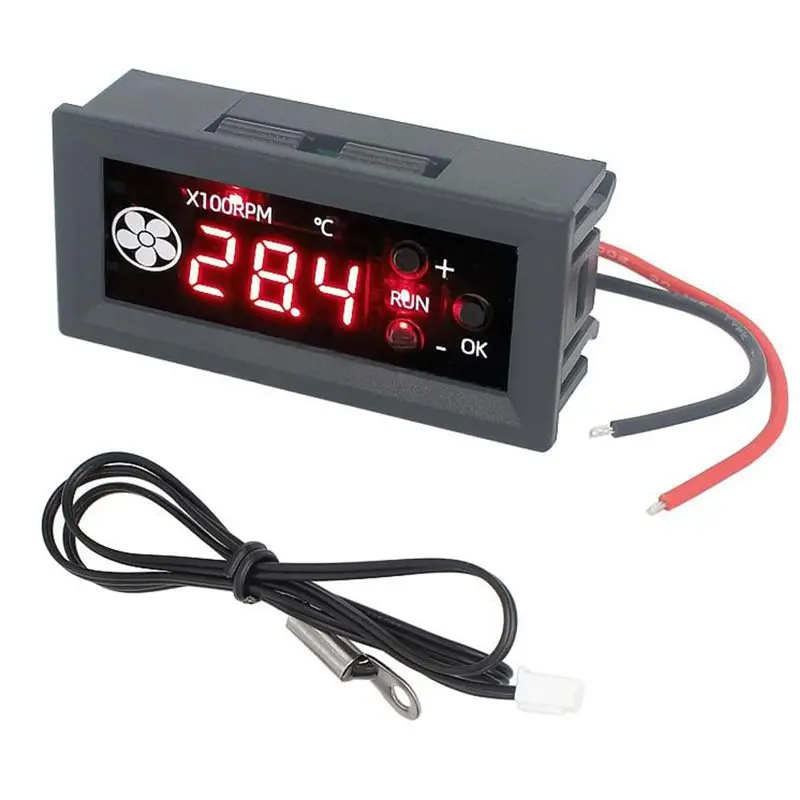 LLCS-4-Wire PWM Fan Temperature Controller 12V 3A Fan Speed Controller Temperature Probe Digital Display Module