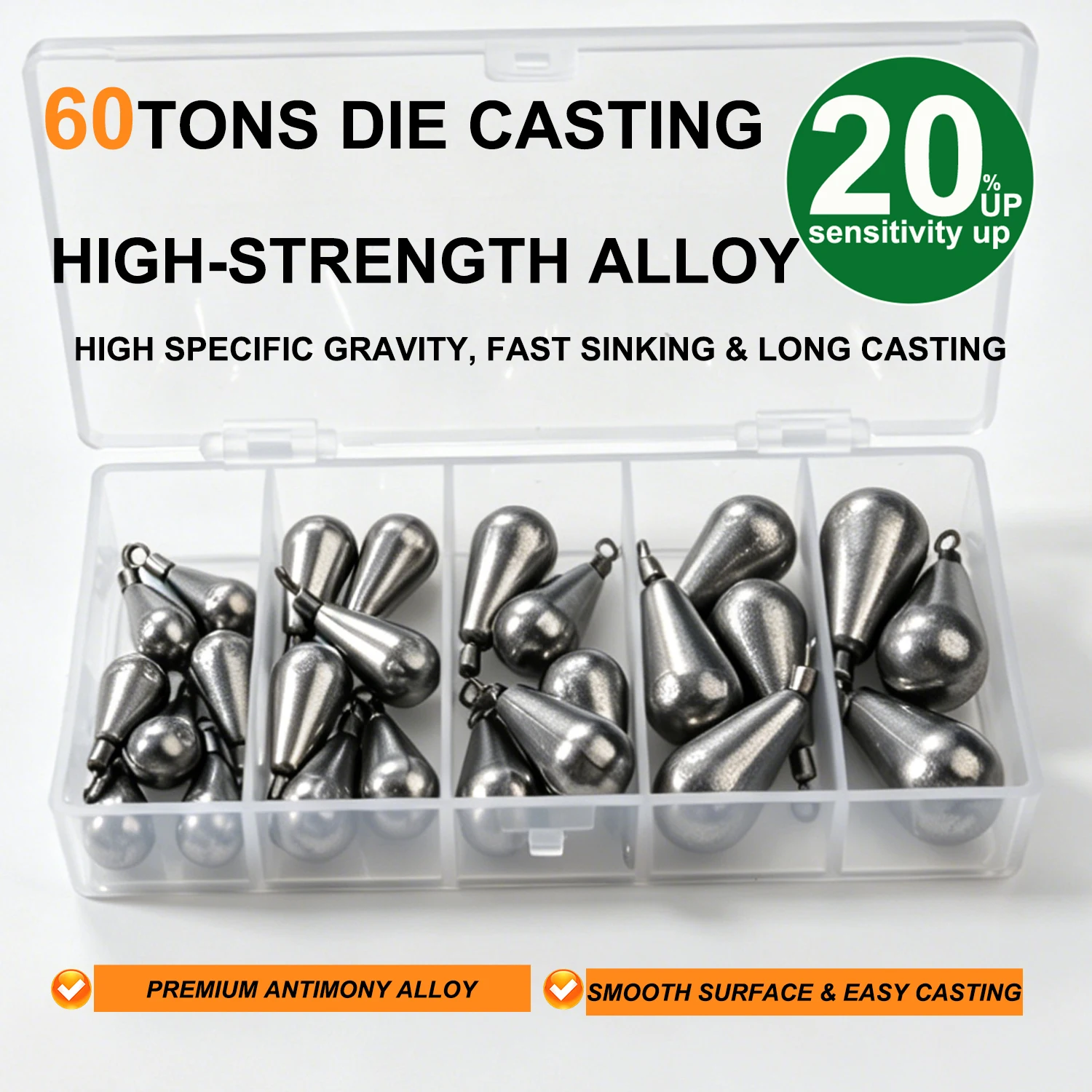 10-40Pcs Column Fishing Weights 3.5-10g Alloy Sinkers Drop Swivel Tackle Box Gear Lure Tool for Freshwater Saltwater