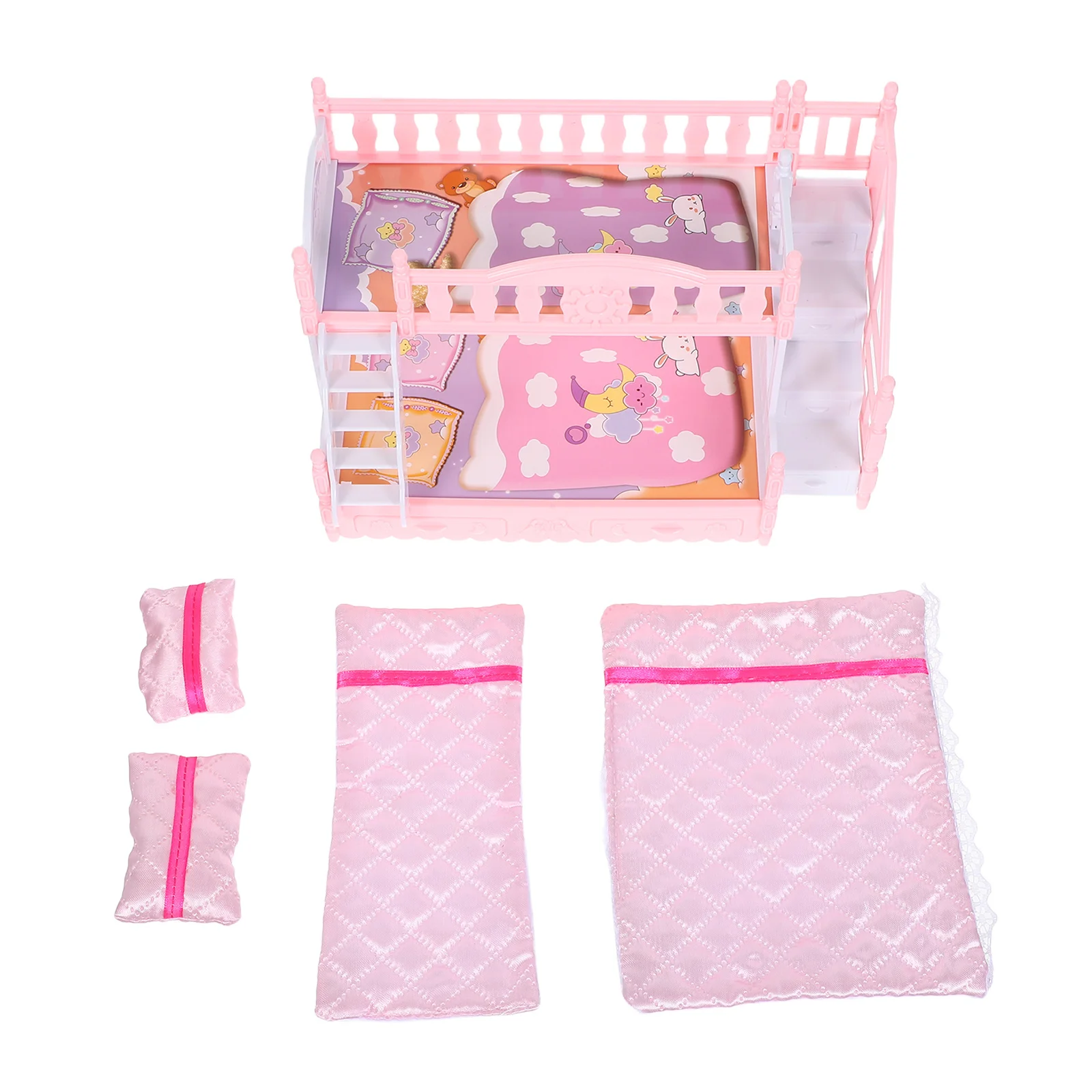 1 set 1 set 1:12 poppenhuis stapelbed mini-meubilair voor kinderen realistisch spelen simulatie veilig duurzaam kamer decoratie slaapkamer set