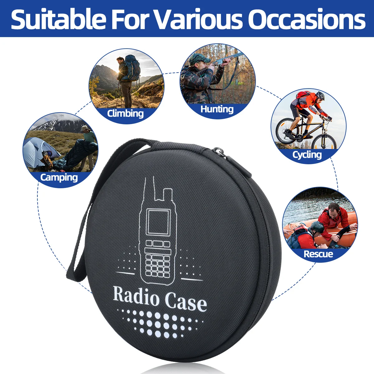 ANYSECU 5R Mini 2Way Radio Hard Carrying Case Water-Resistant Shockproof Storage Bag with Mesh Pocket for Outdoor Camping Hiking