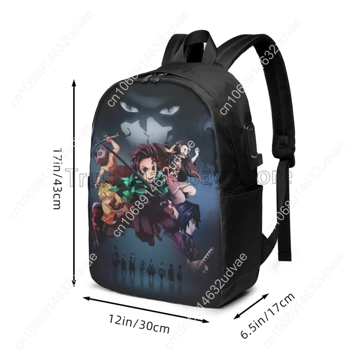 Cute Anime Backpack Travel Business Casual Daypack Lightweight 17inch Laptop Bag Classic Anime Bookbag with USB Charging Port