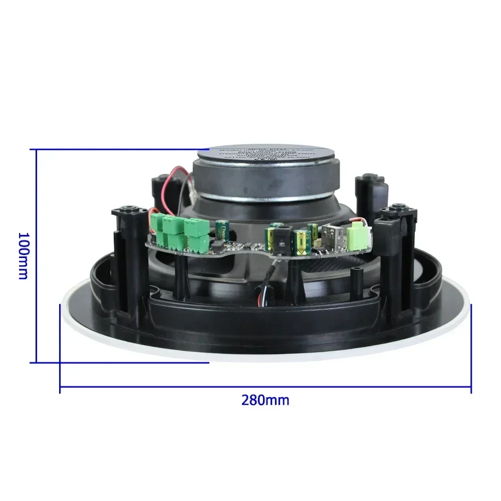 Haut-parleur de plafond coaxial Bluetooth, puissance 50W, HiFi, haut-parleur stéréo, contrôleur Bluetooth, connectable au téléphone, à la tablette, à l'ordinateur, 8 pouces