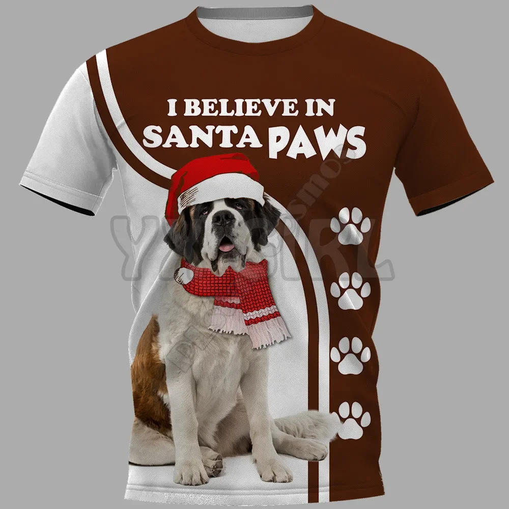 

Summer Fashion Men I Believe In Santa Paws Christmas 3D All Over Printed T Shirts Funny Dog Tee Tops shirts Unisex Tshirt