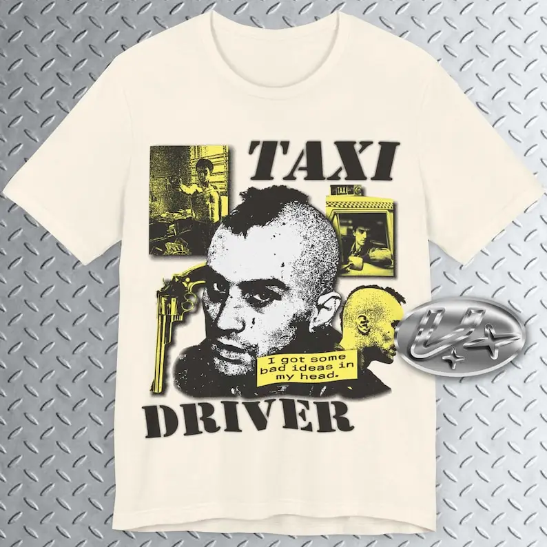 Taxi Drive. Bootleg T-Shirt, Scorsese Retro, 90s Film Tee, Brutalism Threshold Graphic Shirt, T-Shirt, Crime Thriller Film - zdjęcie 1