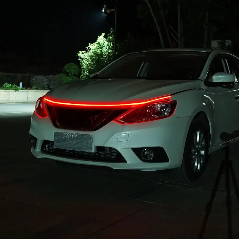 LED Car Hood Atmosphere Light Strip Waterproof Exterior Decoration Ambient Lamp for Headlights Customizable 12V Universal Auto image 3