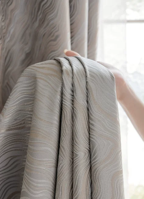 Modern Simple Atmospheric Gray Water Ripple Jacquard Curtains Living Room Bedroom Balcony Blackout Curtains