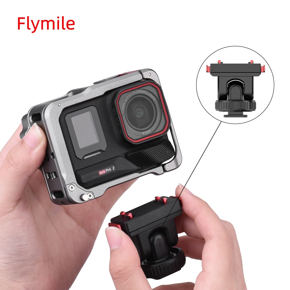 Flymile Magnetfuß für Insta360 ACE/ACE Pro/2 Kamera mit 1/4 Schraubenloch und Kaltschuhschnittstelle, ausziehbares Adapterzubehör