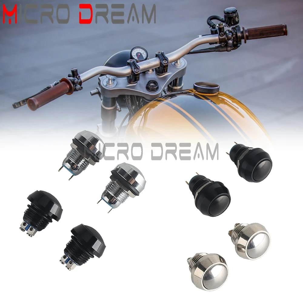 12mm Motorcycle Ball Round Head Push Button Switch General Hazard Fog Head Light Power Outlet Self-locking Self-reset Switches