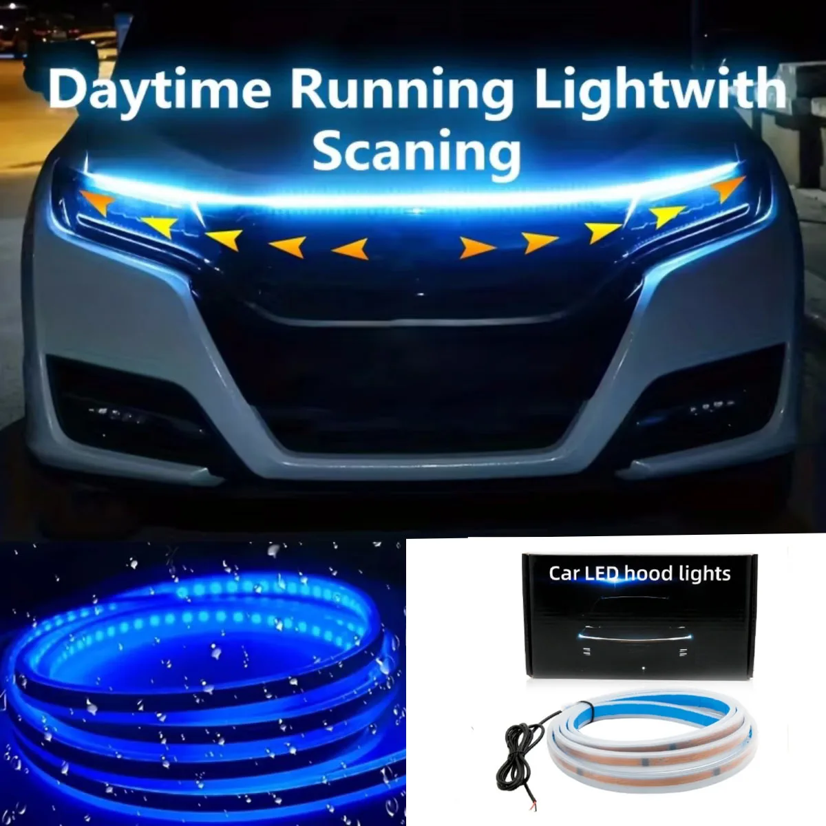 Car Start Up Scanning Daytime Running Lights Through Type Water Proof LED Decorative Lights Universal Accessories Easy To Instal