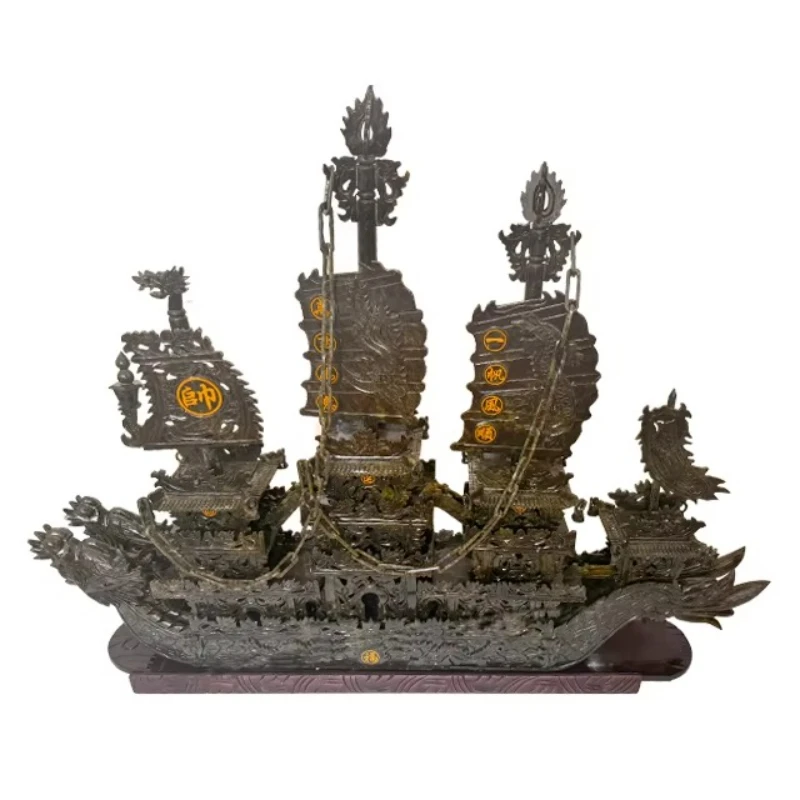 Business gifts Hand carved jade Loong Boat large size semi precious stone handicraft made by skilled craftsmen
