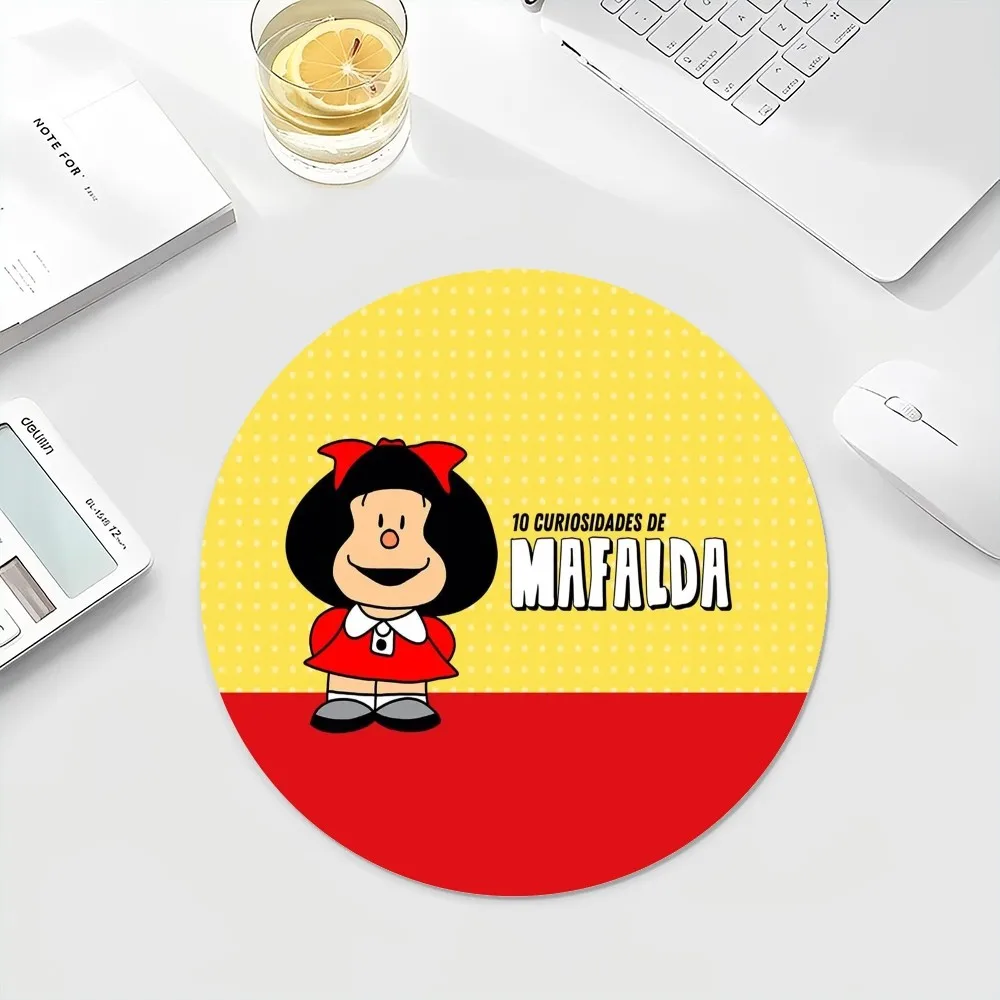 Mafalda Small Round Office Student Gaming Thickened Writing Pad Non-slip Cushion Mouse Pad Padmouse Desk Play Mats