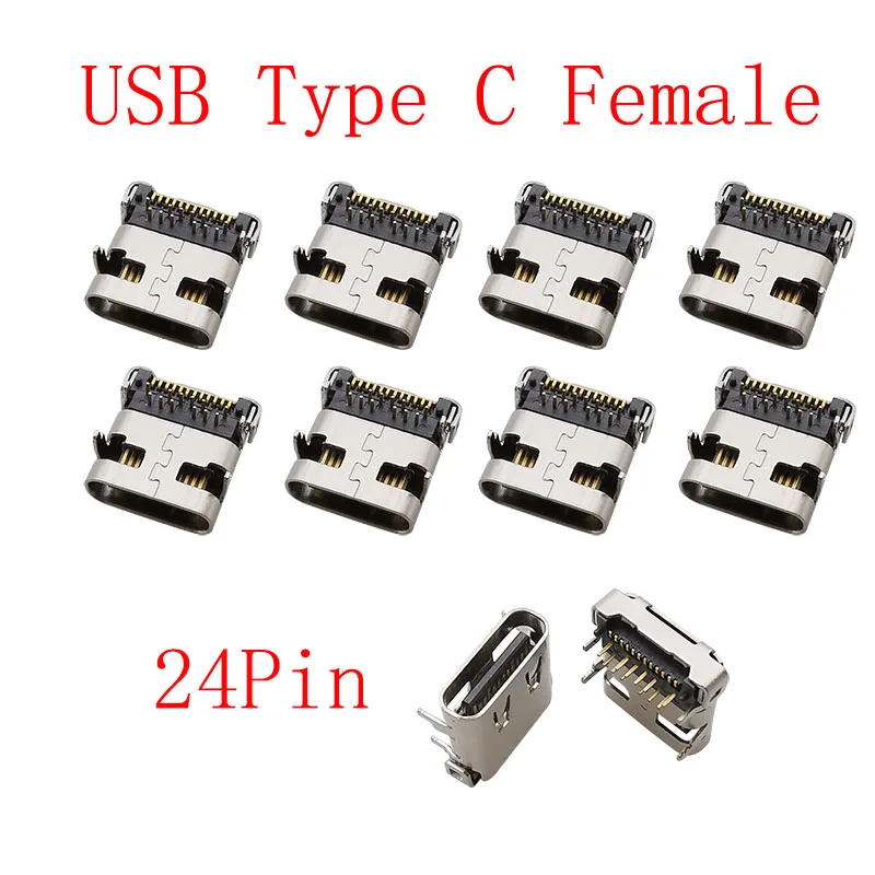 10Pcs USB Typ C 2/6/16/24 Pin Stecker Weibliche Jack Lade Port SMD SMT PCB Solder DIY Reparatur USB-C Typ-C Buchse Anschlüsse