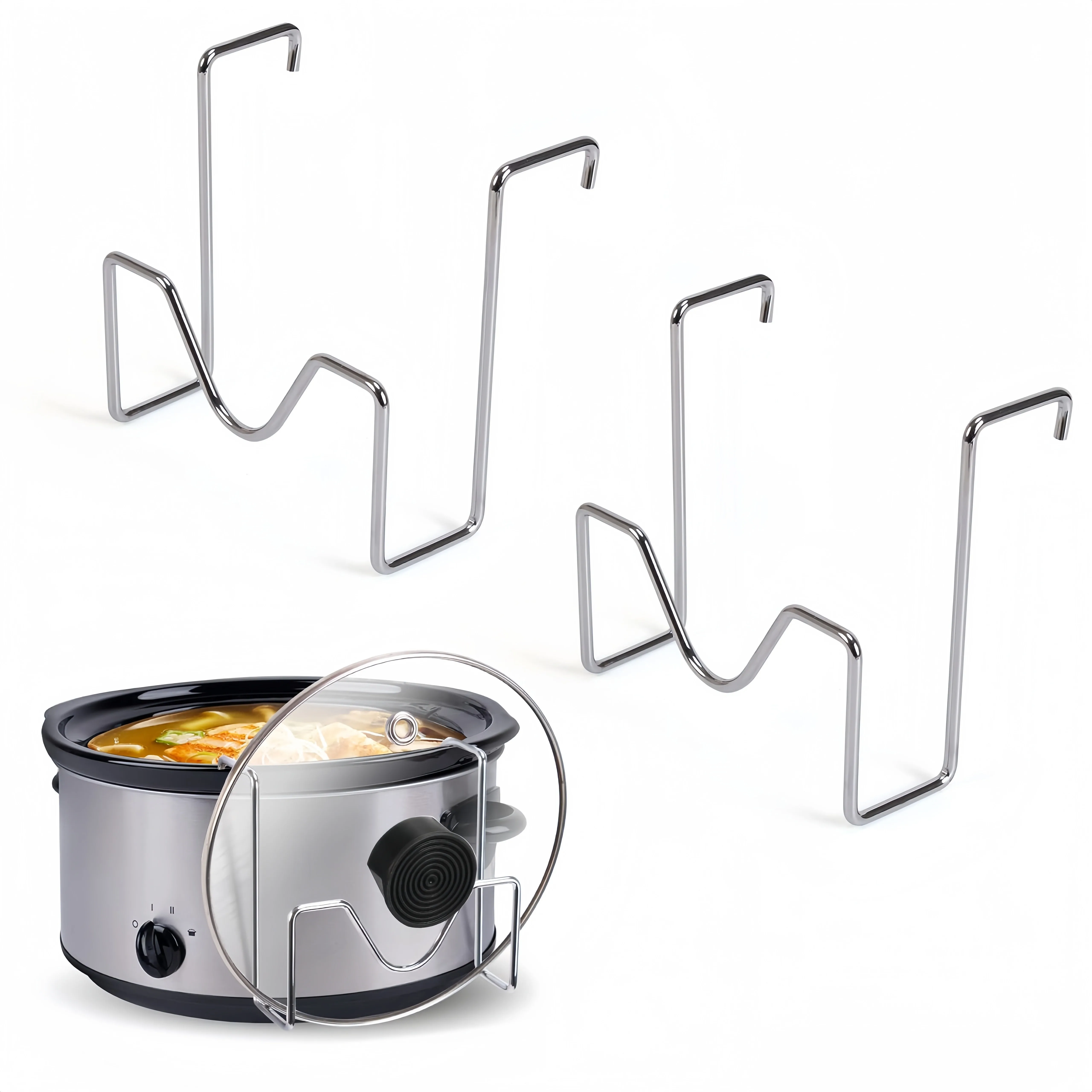 Stainless Steel Pot Lid Rack, Slow Cooker Lid Tray, Lid Organizer, Space-Saving Kitchen Countertop Design