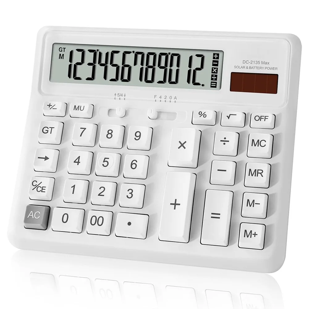 12 Digit Desk Calculator Big Buttons Large Display Office Calculator Large Screen Dual Power Supply Business Calculator