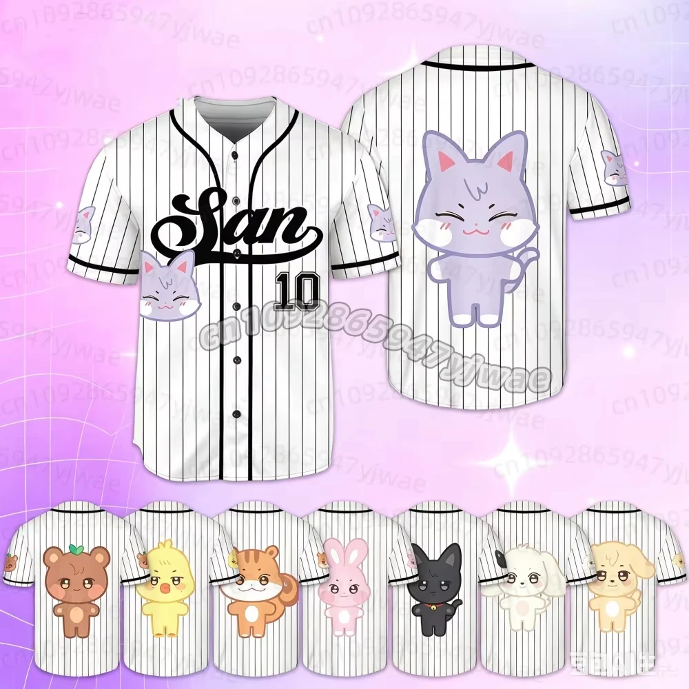 26 Summer Women's Singer Characters Baseball Jersey Sports Cartoon Print Graphic Ateez T-Shirt San Fans Gifts Women T-Shirt