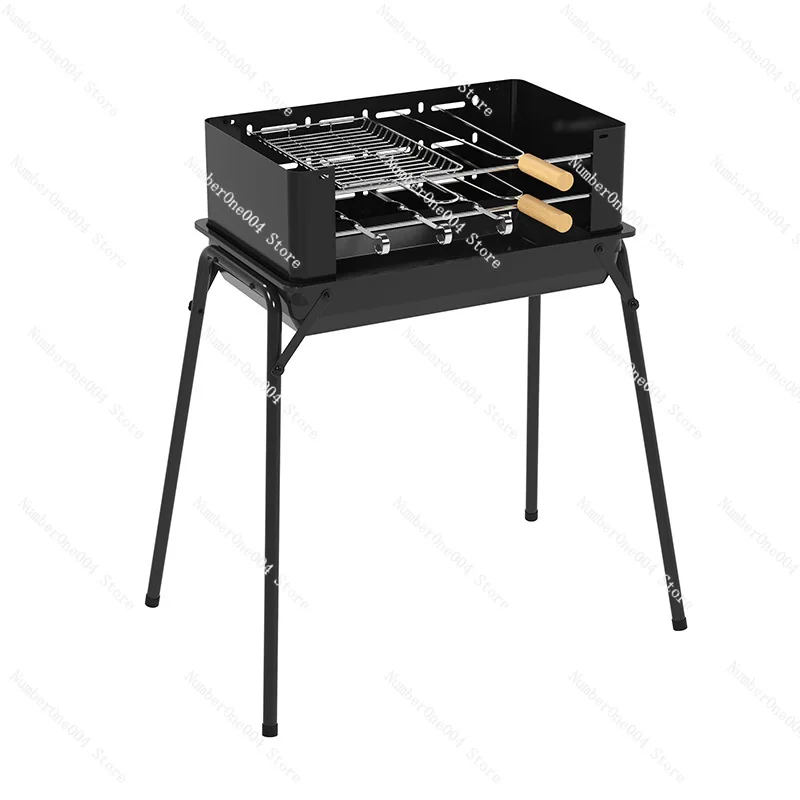 Portable Charcoal Grill with Rotisserie Spit for Camping Picnic Outdoor Home Use