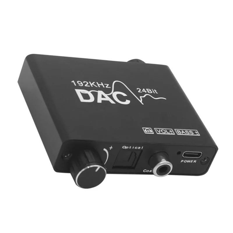 ABEP-192KHz DAC Converter Digital Optical Coaxial Toslink to Analog L/R RCA 3.5mm Audio Converter Adapter with Volume Control