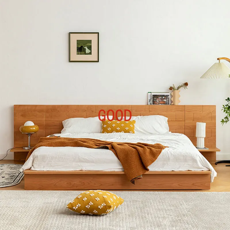 Master Bedroom Japanese Simple Small Apartment Double Solid Wood Bed