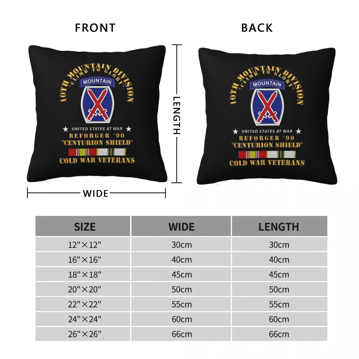 10th Mountain Division Climb To Glory Square Pillowcase Polyester Linen Velvet Pattern Zip Decor Pillow Case Car Cushion Cover