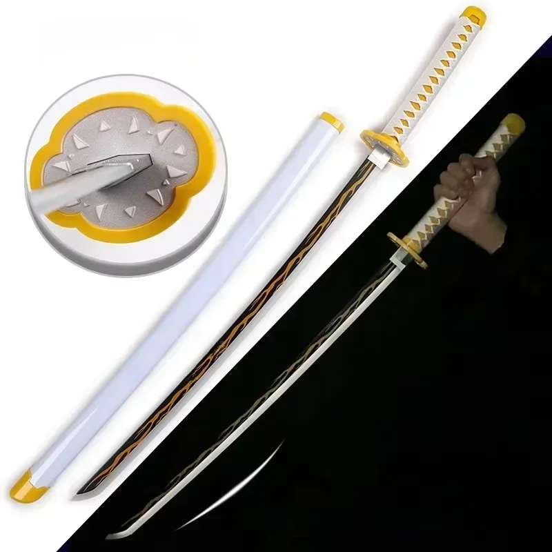 31/40 inch Glow Demon Slayer Katana Lichtgevende Zwaard LED Licht Kyoujurou Anime Cosplay Prop Echte Japanse Katana Samurai Lightsabre
